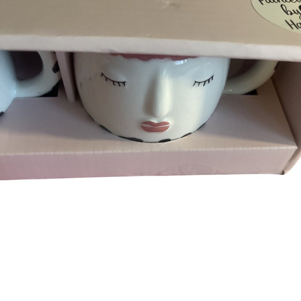 Lang Espresso Set of 4 Woman's Face New Hand Painted Ladies Face Coffee Cup Mug - Picture 11 of 16
